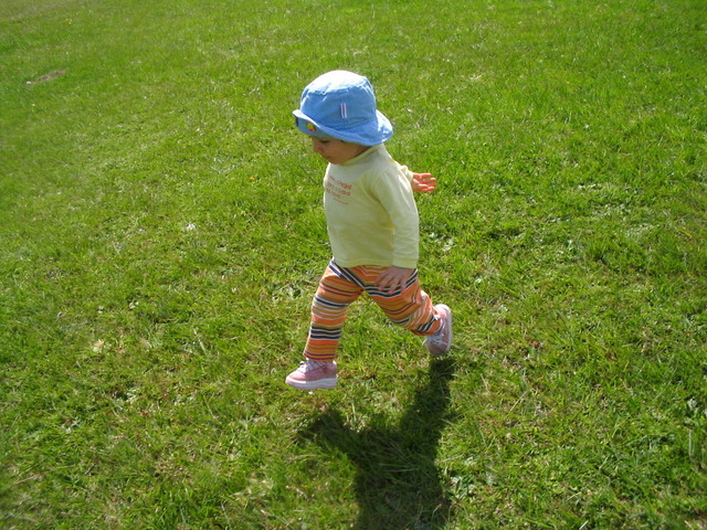 energetické malé dítě na trávníků 